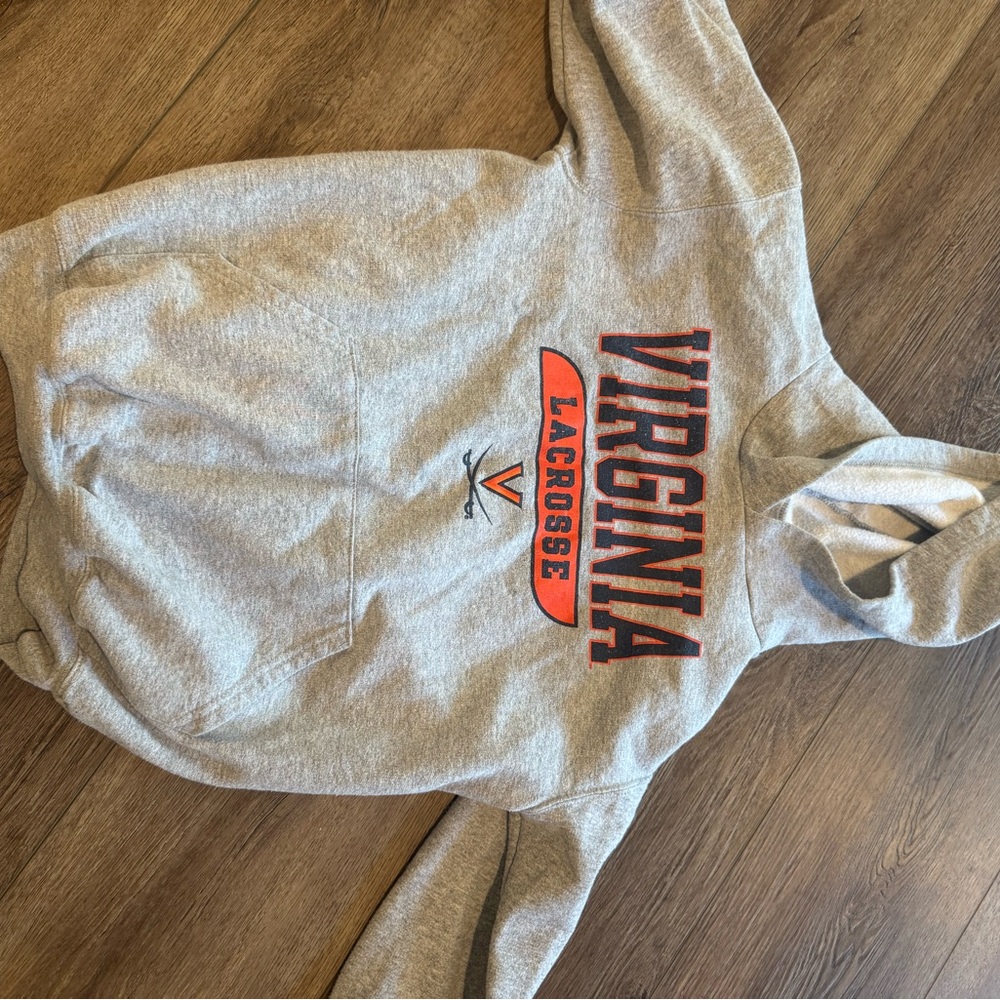 Champion Gray Virginia Lacrosse Hoodie with Orange and Navy Print